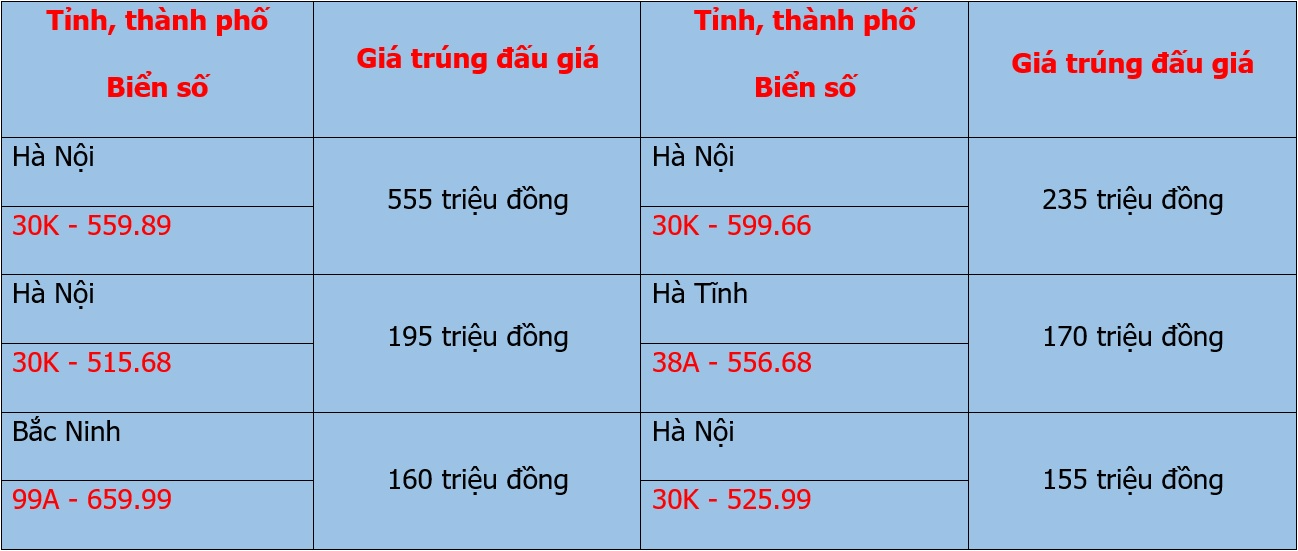 Đấu gi&aacute; biển số chiều 11/10: Loạt biển H&agrave; Nội chốt gi&aacute; h&agrave;ng trăm triệu - Ảnh 1.