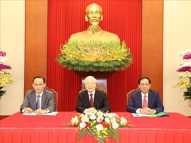 Tổng B&iacute; thư điện đ&agrave;m cấp cao với Tổng thống Ph&aacute;p - Ảnh 1.