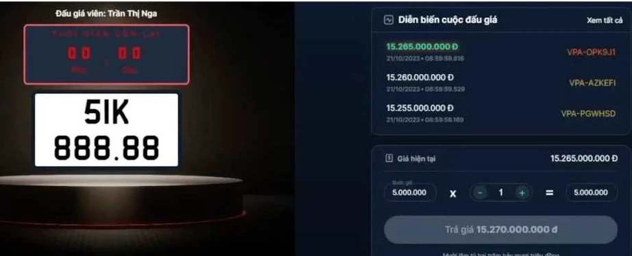 Đấu gi&aacute; biển số chiều 21/10: Mức tr&uacute;ng bất ngờ của 2 biển H&agrave; Nội  - Ảnh 1.