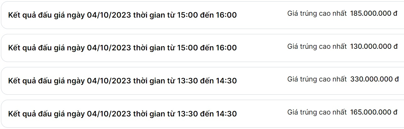 Đấu gi&aacute; 160 biển số chiều 4/10: Biển chốt gi&aacute; cao nhất l&agrave; 330 triệu - Ảnh 1.