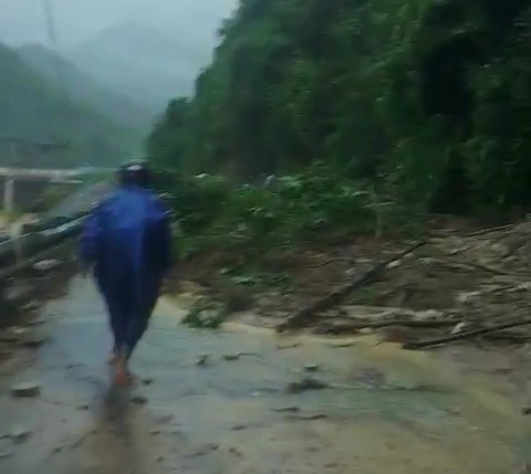 Sạt lở taluy dương tr&ecirc;n đ&egrave;o La Ng&agrave; g&acirc;y tắc đường ở Đ&agrave; Nẵng - Ảnh 1.