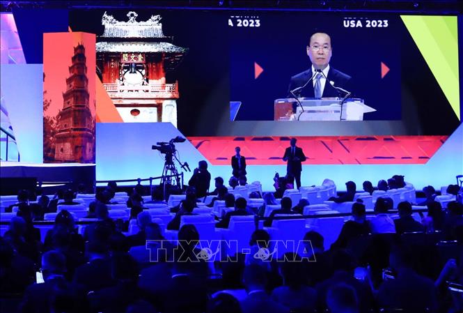 Chủ tịch nước V&otilde; Văn Thưởng ph&aacute;t biểu tại Hội nghị Thượng đỉnh doanh nghiệp APEC 2023 - Ảnh 2.