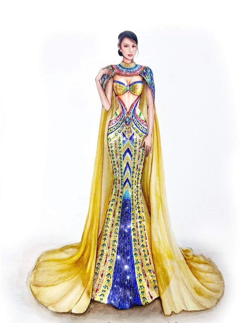 &Aacute; hậu Ngọc Hằng tiết lộ đầm dạ hội cho đ&ecirc;m Chung kết Miss Intercontinental 2023 - Ảnh 1.