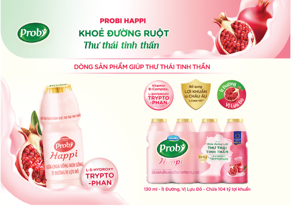 Chuy&ecirc;n gia khuy&ecirc;n d&ugrave;ng hai chai Probi Happi mỗi ng&agrave;y để "Khỏe đường ruột &ndash; Thư th&aacute;i tinh thần."
