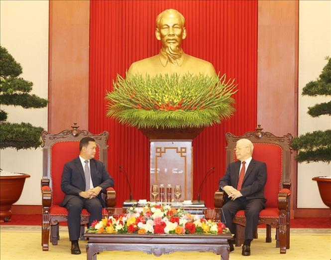 Tổng B&iacute; thư Nguyễn Ph&uacute; Trọng tiếp Thủ tướng Campuchia Hun Manet - Ảnh 2.