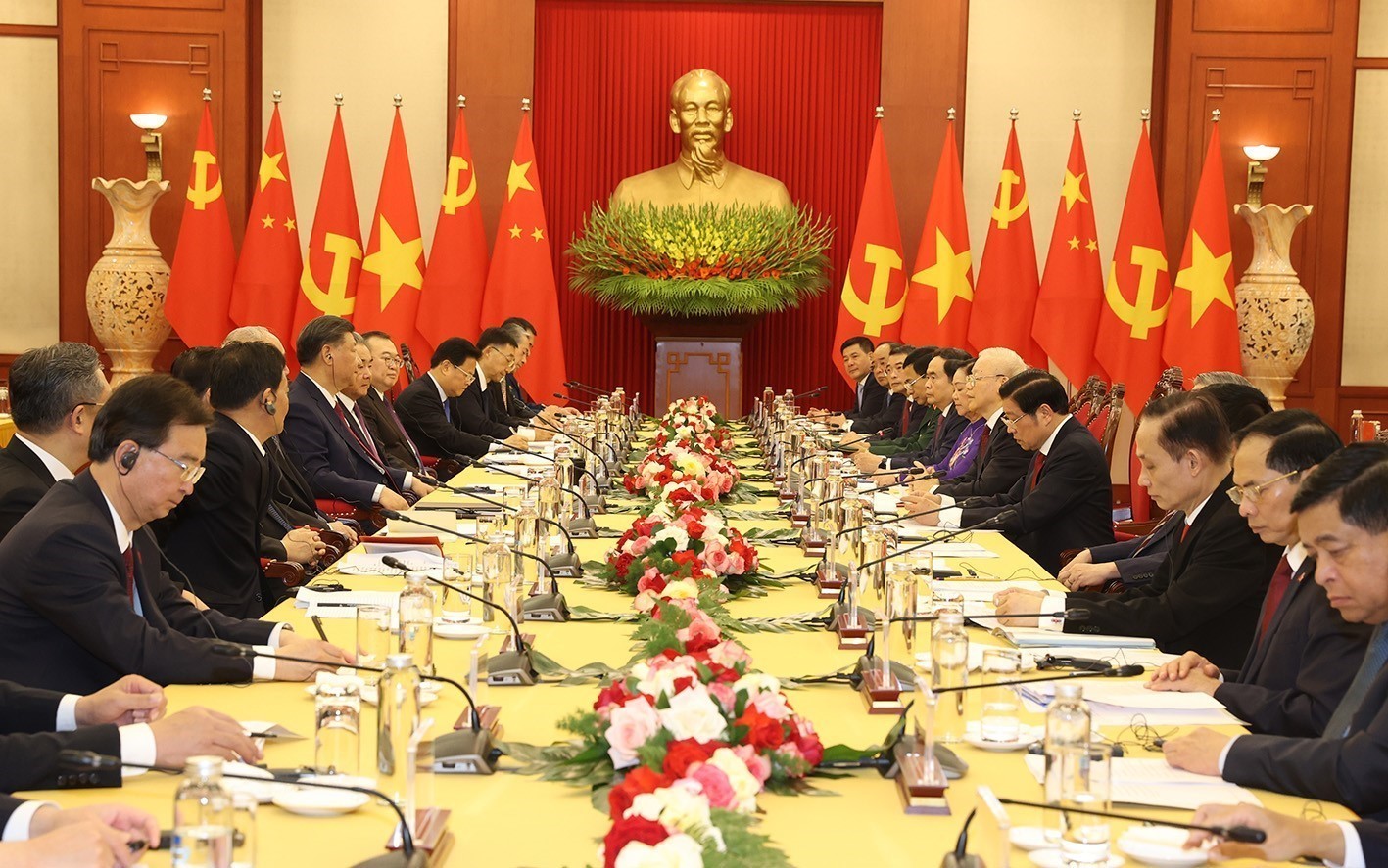 Tổng b&iacute; thư Nguyễn Ph&uacute; Trọng chủ tr&igrave; lễ đ&oacute;n Tổng b&iacute; thư, Chủ tịch Tập Cận B&igrave;nh - Ảnh 8.