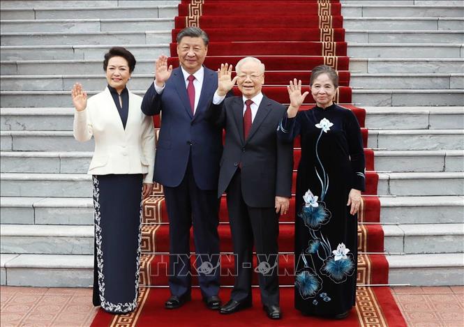 Tổng B&iacute; thư Nguyễn Ph&uacute; Trọng chủ tr&igrave; lễ đ&oacute;n Tổng b&iacute; thư, Chủ tịch Tập Cận B&igrave;nh - Ảnh 5.