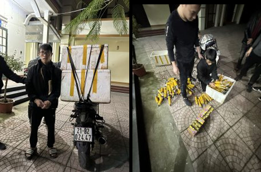 Y&ecirc;n B&aacute;i: Một ng&agrave;y bắt giữ 4 vụ vận chuyển gần 100 kg ph&aacute;o nổ tr&aacute;i ph&eacute;p - Ảnh 1.