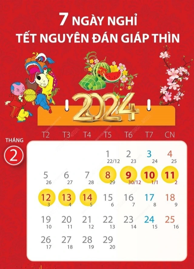 Tết Nguy&ecirc;n đ&aacute;n 2024 được nghỉ từ ng&agrave;y n&agrave;o? - Ảnh 1.