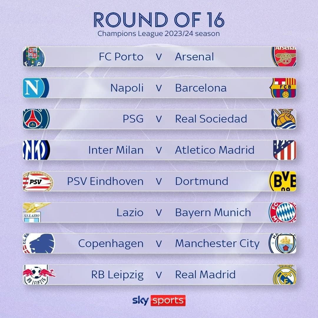 Kết quả bốc thăm vòng 1/8 Cúp C1 châu Âu: Loạt đại gia dễ thở - Ảnh 2. Kết quả bốc thăm vòng 1/8 Cúp C1 châu Âu: Loạt đại gia dễ thở - Ảnh 2.