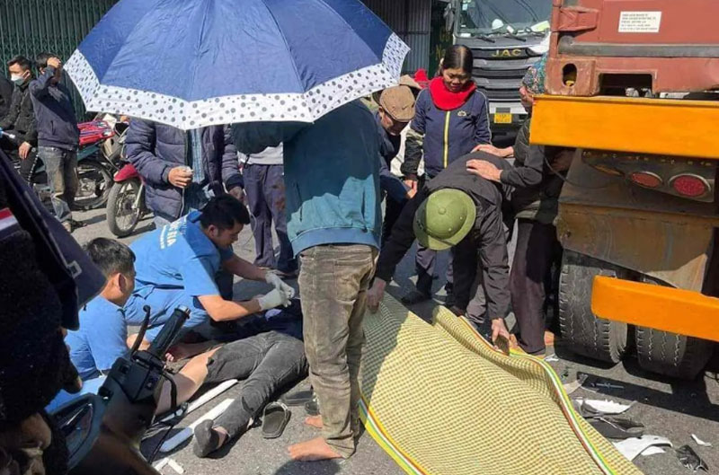 Hiện trường vụ tai nạn khiến hai nam sinh thương vong.