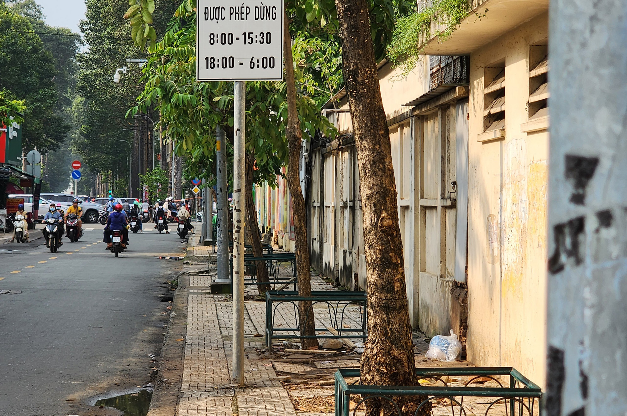 Đ&atilde; th&aacute;o cỏ nhựa quấn v&agrave;o cột điện tr&ecirc;n nhiều tuyến đường ở TP.HCM - Ảnh 2.