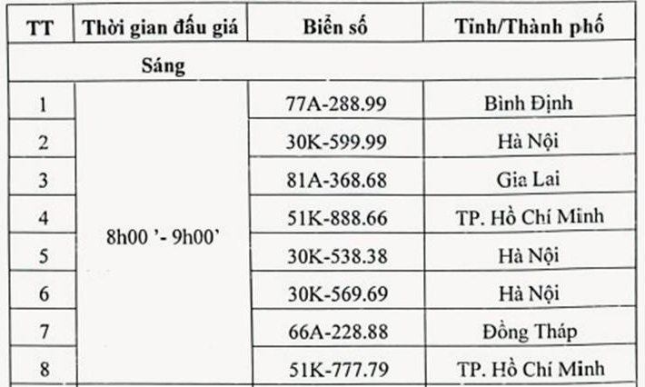 Đấu gi&aacute; th&ecirc;m 48 biển số &ocirc; t&ocirc; trong ng&agrave;y 25/9 - Ảnh 1.