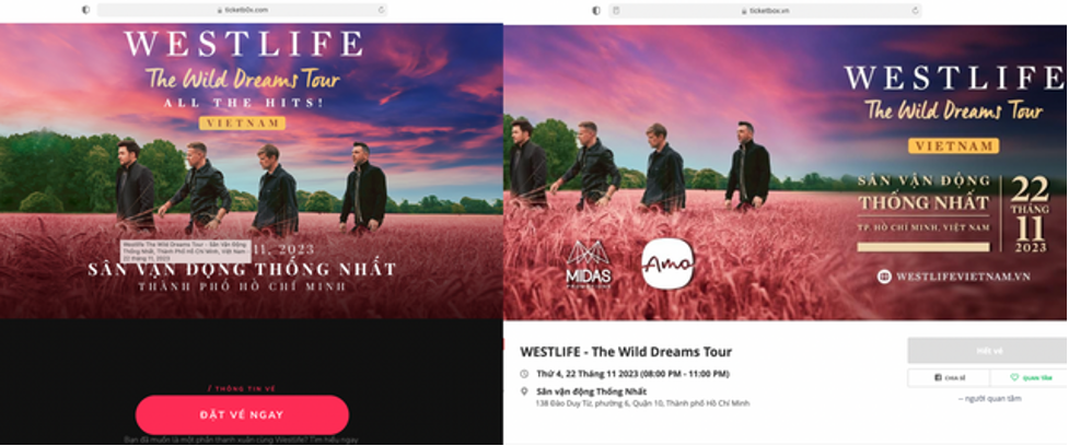 Website b&aacute;n v&eacute; concert Westlife bị giả mạo: Cục An to&agrave;n th&ocirc;ng tin v&agrave;o cuộc - Ảnh 1.