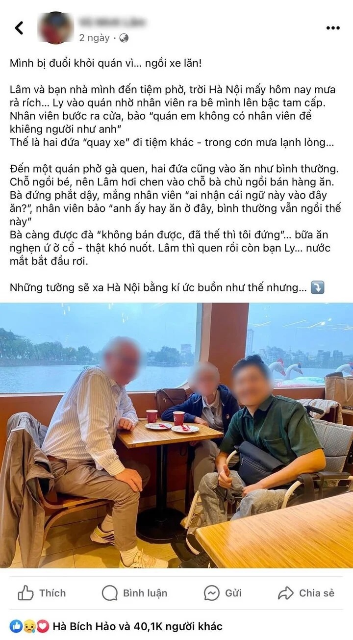 Sở TT&TT H&agrave; Nội n&oacute;i về hướng xử l&yacute; vụ "bị đuổi khỏi qu&aacute;n ăn v&igrave; ngồi xe lăn"- Ảnh 2.