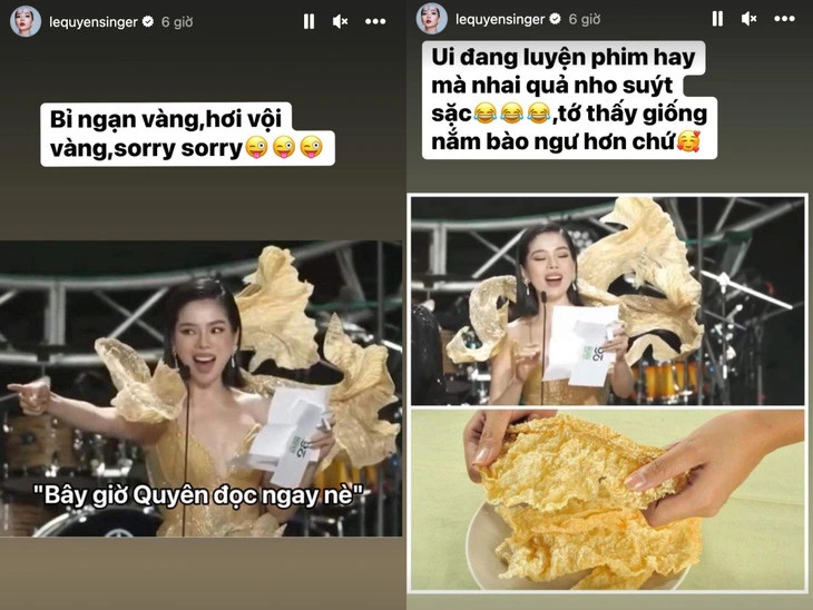 Lệ Quy&ecirc;n ph&aacute; kịch bản trao giải L&agrave;n s&oacute;ng xanh, MC gọi lớn tiếng kh&ocirc;ng ngăn cản nổi- Ảnh 3.