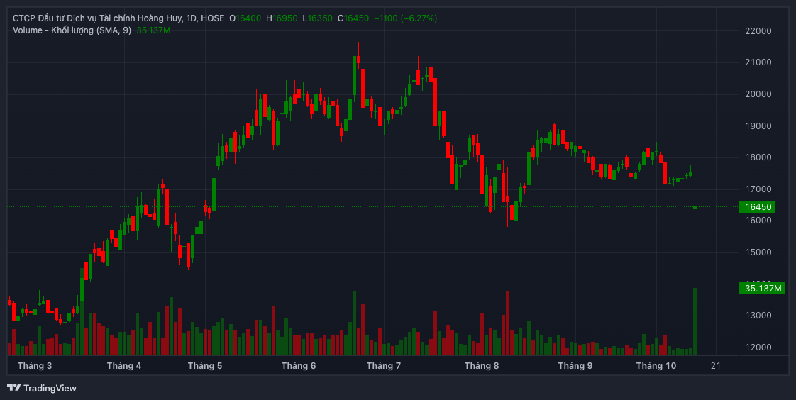 Cổ phiếu "họ" Ho&agrave;ng Huy ngập sắc đỏ, doanh nghiệp "bay" 950 tỷ vốn h&oacute;a- Ảnh 1.