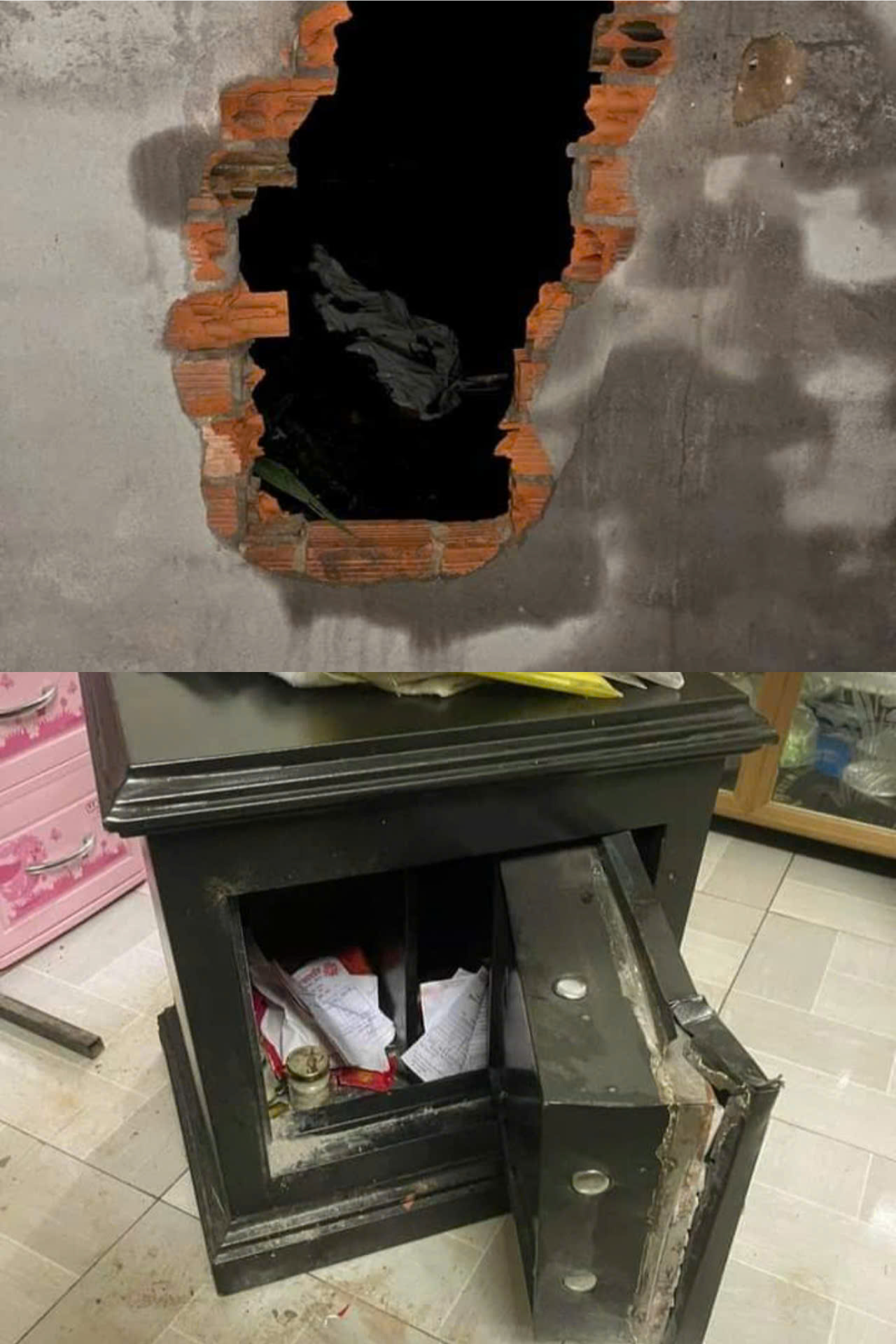 Bắt đối tượng đục tường nh&agrave;, ph&aacute; k&eacute;t sắt trộm tiền v&agrave;ng- Ảnh 2.