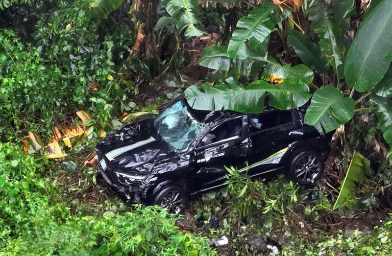 Chiếc &ocirc; t&ocirc; tại hiện trường vụ tai nạn - Ảnh: TTXVN.