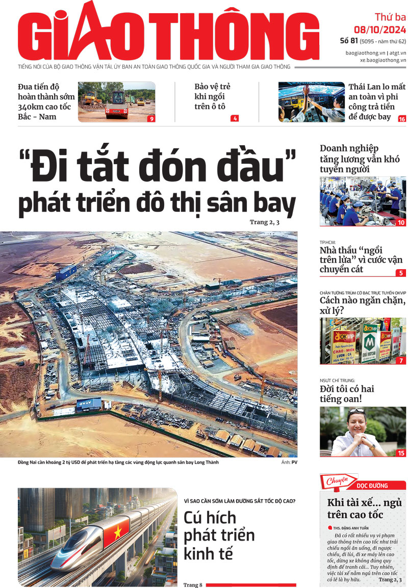 Trang nhất B&aacute;o Giao th&ocirc;ng số 81 ra ng&agrave;y 8/10/2024.