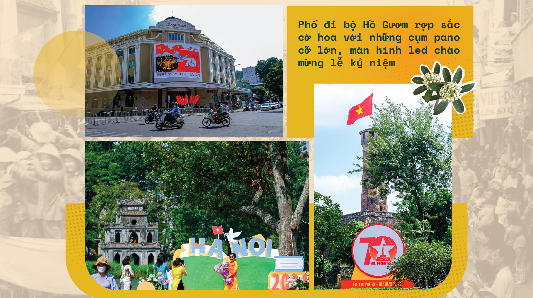 Phố đi bộ Hồ Gươm rợp sắc cờ hoa với những cụm pano cỡ lớn, màn hình led chào mừng lễ kỷ niệm Phố đi bộ Hồ Gươm rợp sắc cờ hoa với những cụm pano cỡ lớn, màn hình led chào mừng lễ kỷ niệm