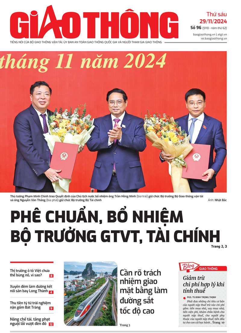 Trang nhất B&aacute;o Giao th&ocirc;ng số 96 ra ng&agrave;y 29/11/2024.