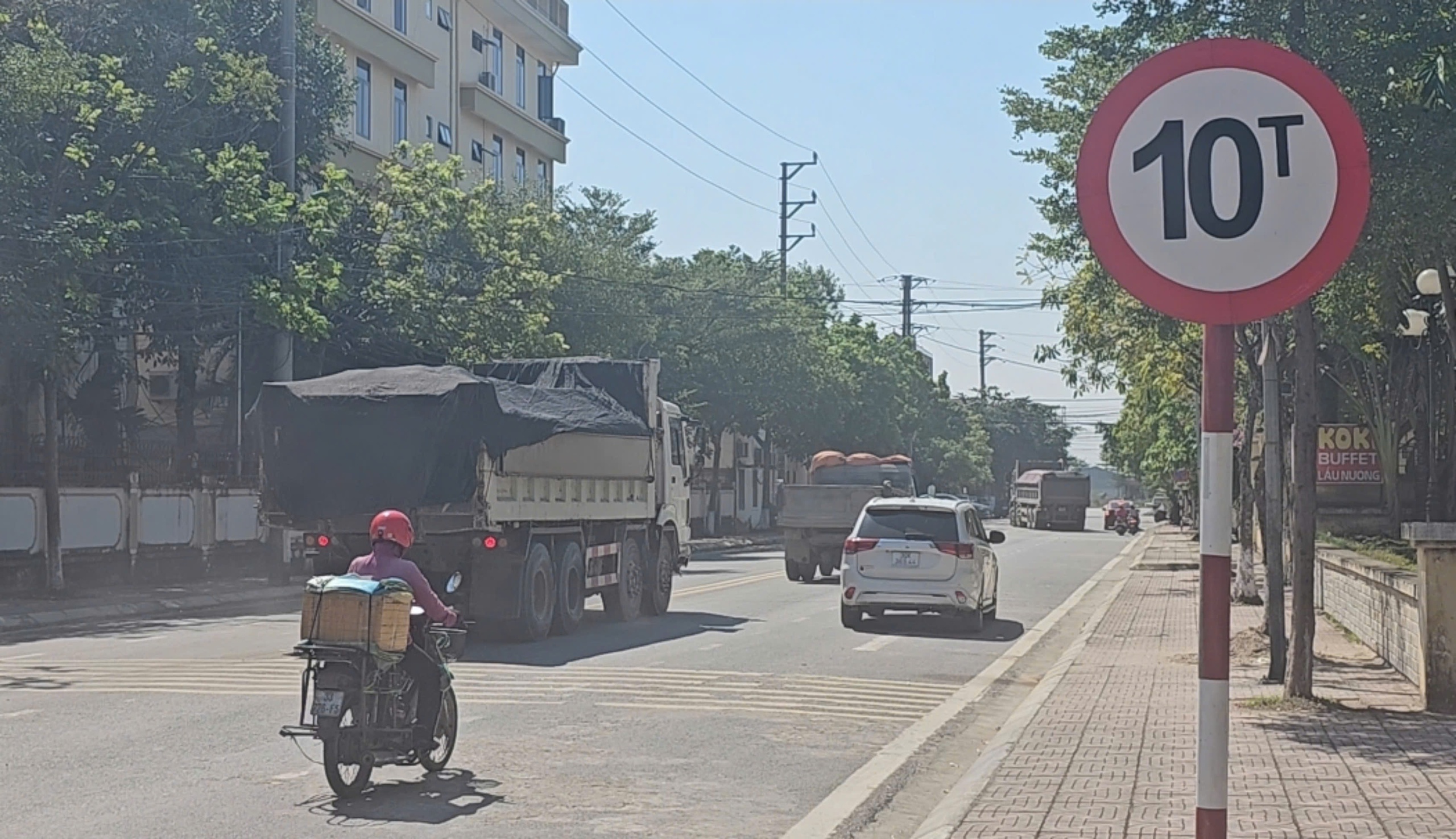 Xe tải trọng lớn phớt lờ biển b&aacute;o, chạy rầm rập qua khu d&acirc;n cư- Ảnh 1.