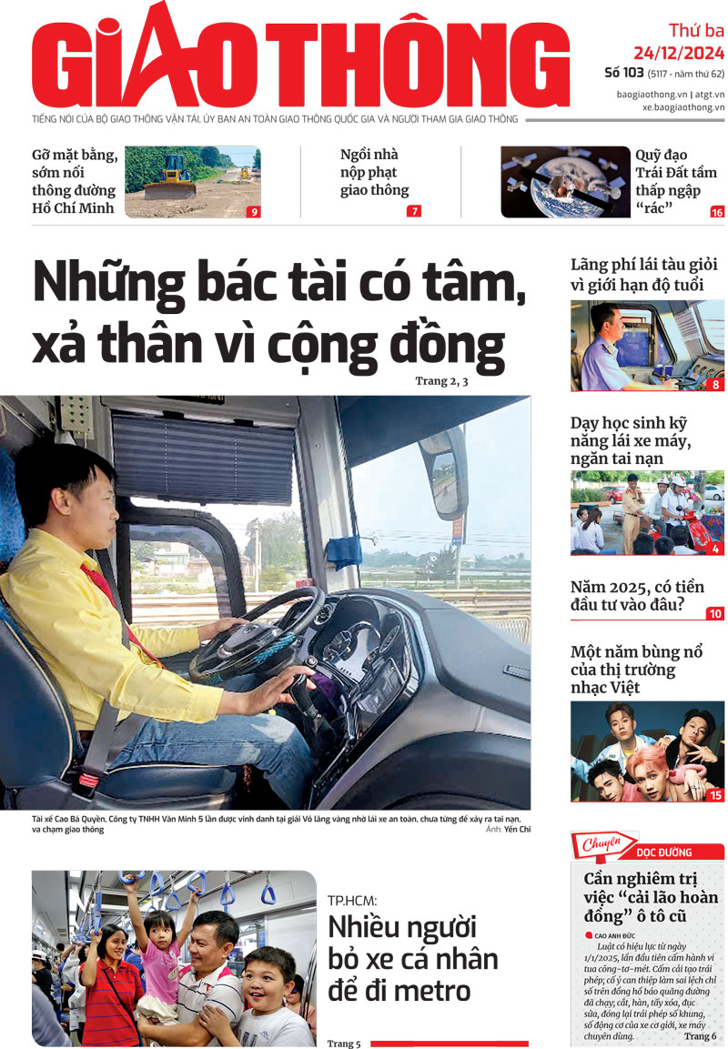 Trang nhất Báo Giao thông số 103 ra ngày 24/12/2024. Trang nhất Báo Giao thông số 103 ra ngày 24/12/2024.