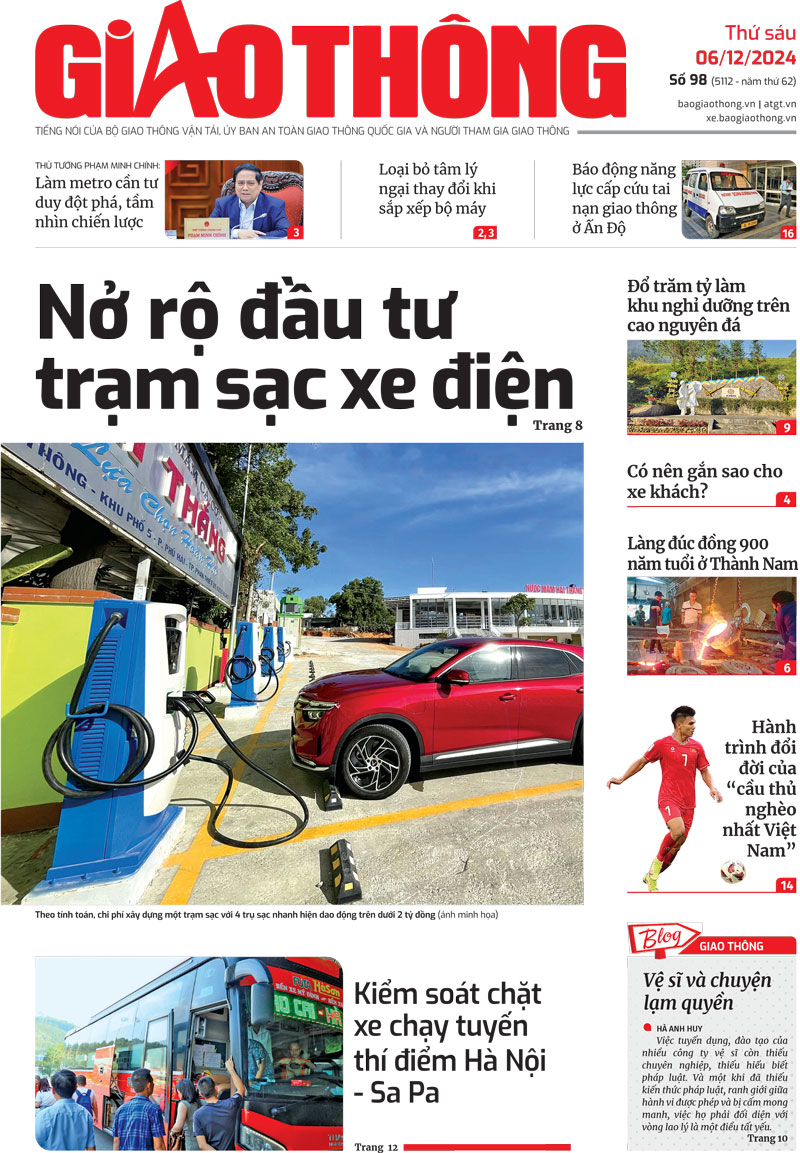 Trang nhất B&aacute;o Giao th&ocirc;ng số 98 ra ng&agrave;y 6/12/2024.