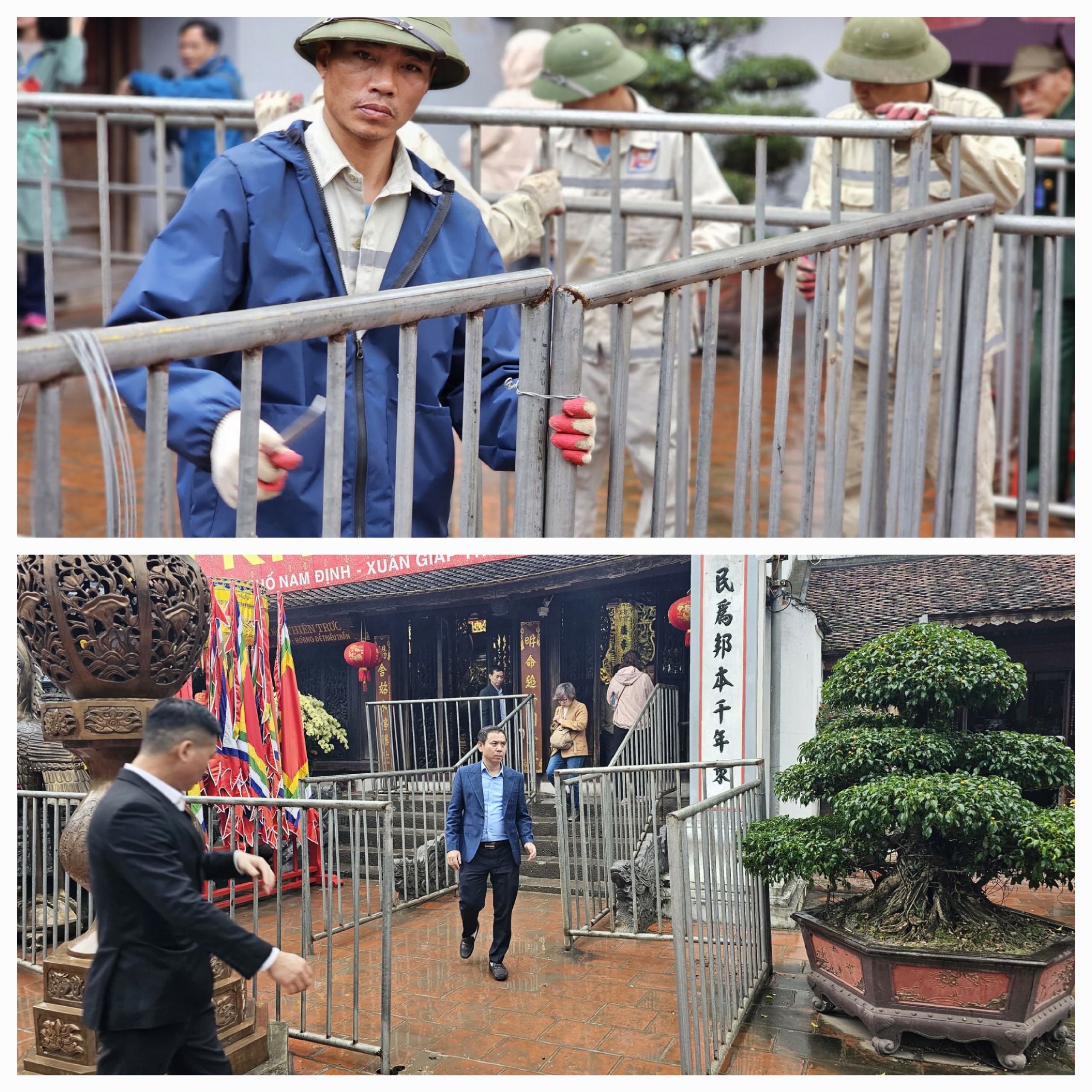 Người d&acirc;n đội mưa về đền Trần trước giờ khai ấn- Ảnh 9.