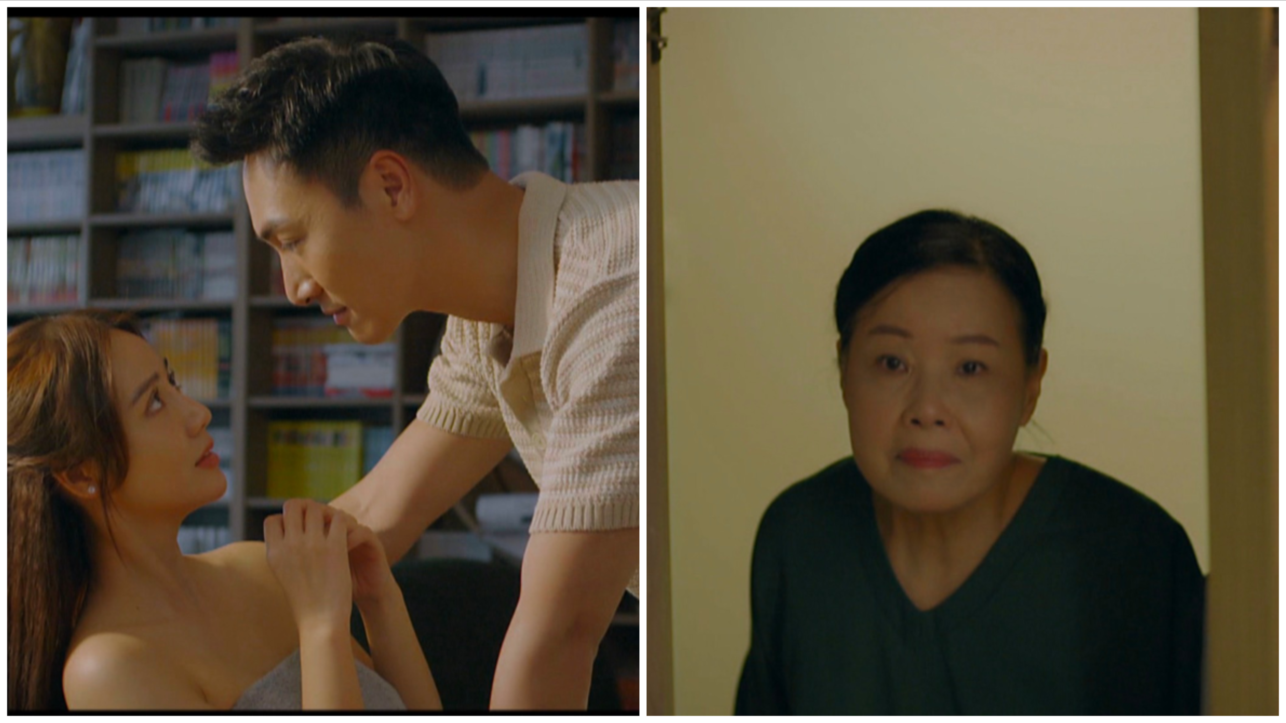 Dương ngượng ng&ugrave;ng khi gặp mẹ của L&acirc;m đ&uacute;ng l&uacute;c cả hai đang trong cảnh rất th&acirc;n mật.