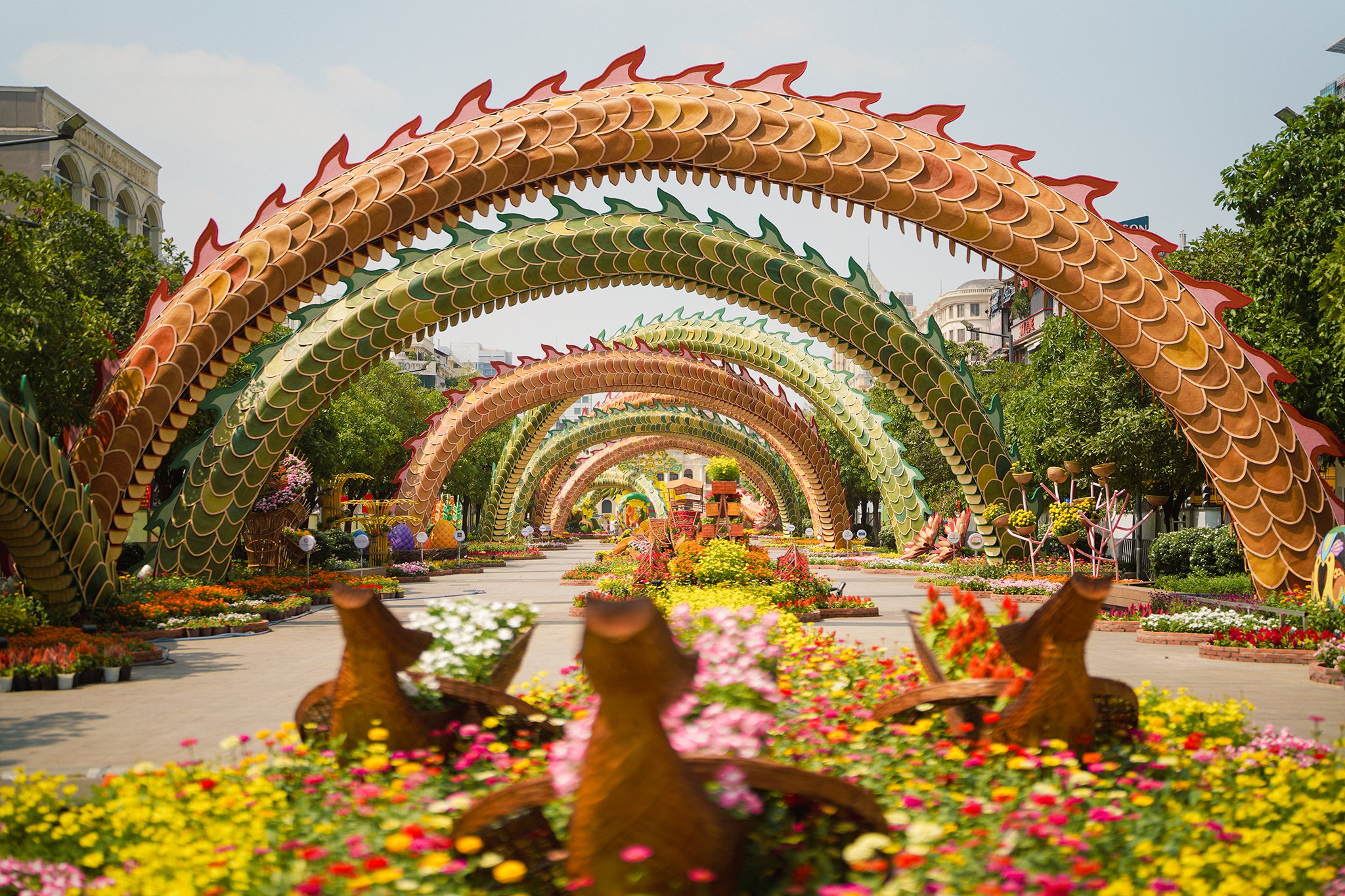 Đường hoa Nguyễn Huệ đẹp rực rỡ trước giờ đ&oacute;n kh&aacute;ch du xu&acirc;n- Ảnh 4.