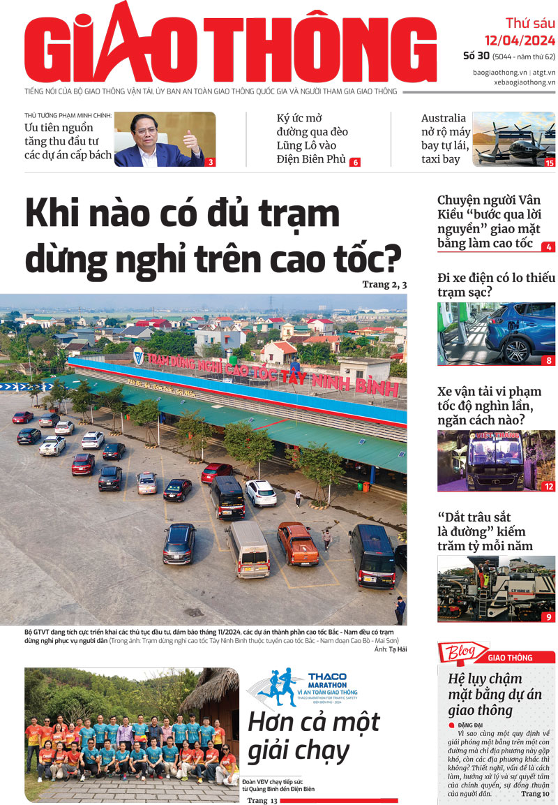 Trang nhất B&aacute;o Giao th&ocirc;ng số 30 ra ng&agrave;y 12/4/2024.