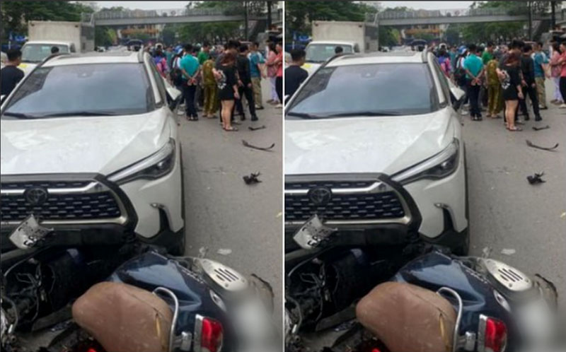Hiện trường vụ &ocirc; t&ocirc; t&ocirc;ng li&ecirc;n ho&agrave;n tại ng&atilde; tư Nguyễn Hữu Thọ - Linh Đ&agrave;m (quận Ho&agrave;ng Mai, TP H&agrave; Nội).