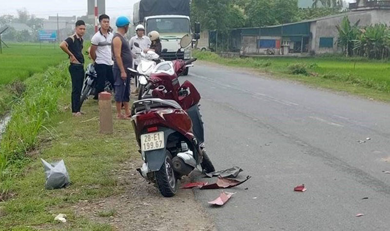 Hiện trường vụ tai nạn khiến c&ocirc; gi&aacute;o L thiệt mạng.