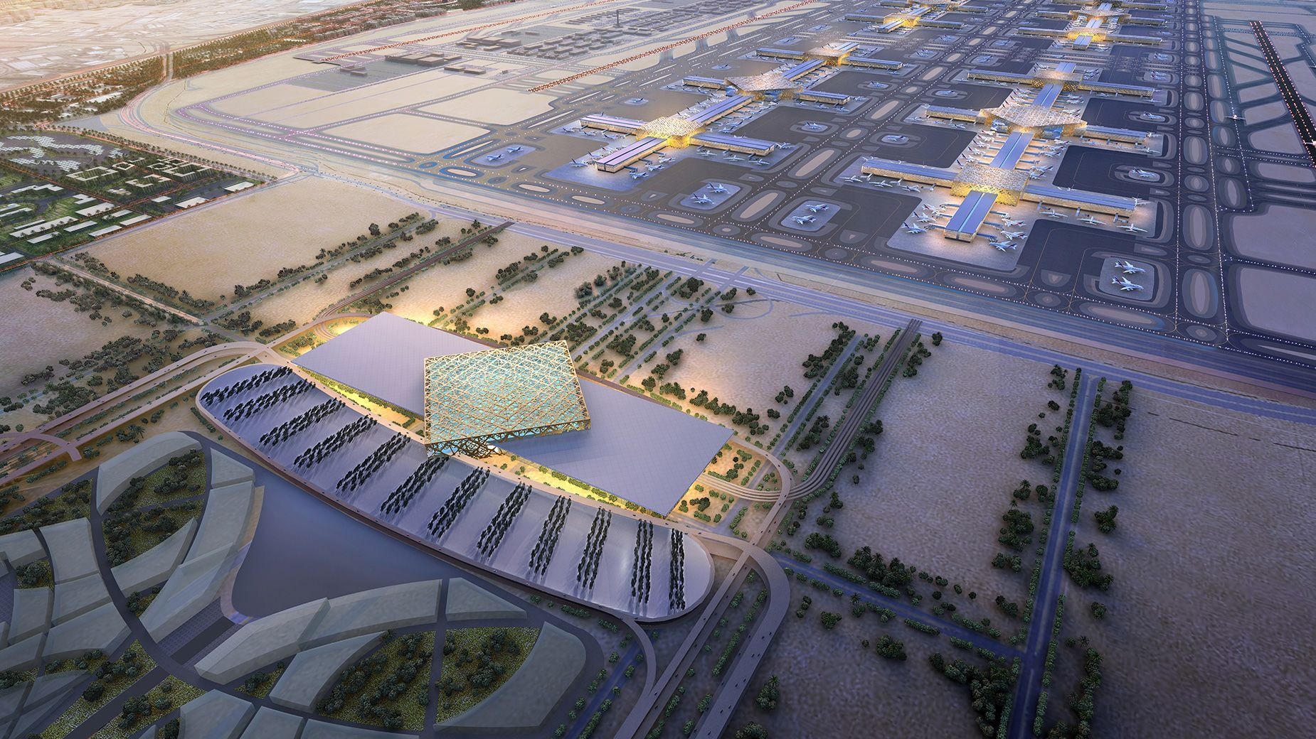 Quốc vương Dubai đ&atilde; ph&ecirc; duyệt x&acirc;y dựng nh&agrave; ga h&agrave;nh kh&aacute;ch mới c&oacute; tổng mức đầu tư gần 35 tỷ USD tại s&acirc;n bay Trung t&acirc;m Thế giới Dubai. (Ảnh: CNN)