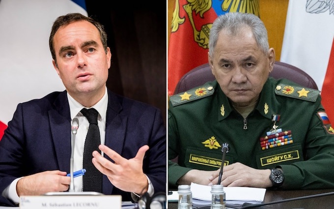 &Ocirc;ng Shoigu cho rằng việc gửi qu&acirc;n đến Ukraine sẽ khiến Ph&aacute;p rơi v&agrave;o vấn đề do ch&iacute;nh tự m&igrave;nh tạo ra, cảnh b&aacute;o h&agrave;nh động tr&ecirc;n kh&ocirc;ng kh&aacute;c g&igrave; thảm họa đối với Ph&aacute;p. (Ảnh: The Telegraph)
