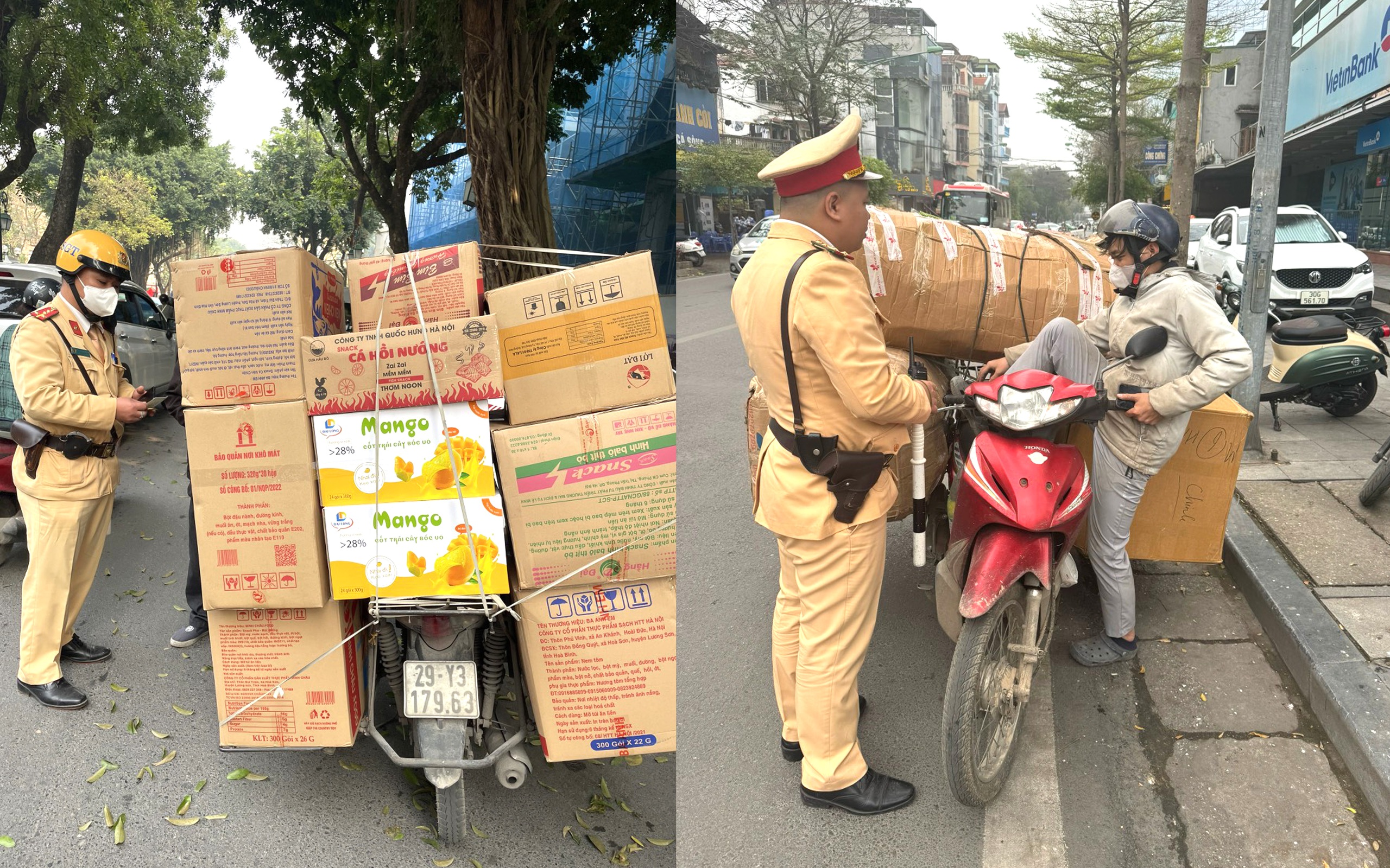 Chở h&agrave;ng cồng kềnh diễu phố, nhiều t&agrave;i xế bị CSGT xử phạt- Ảnh 3.