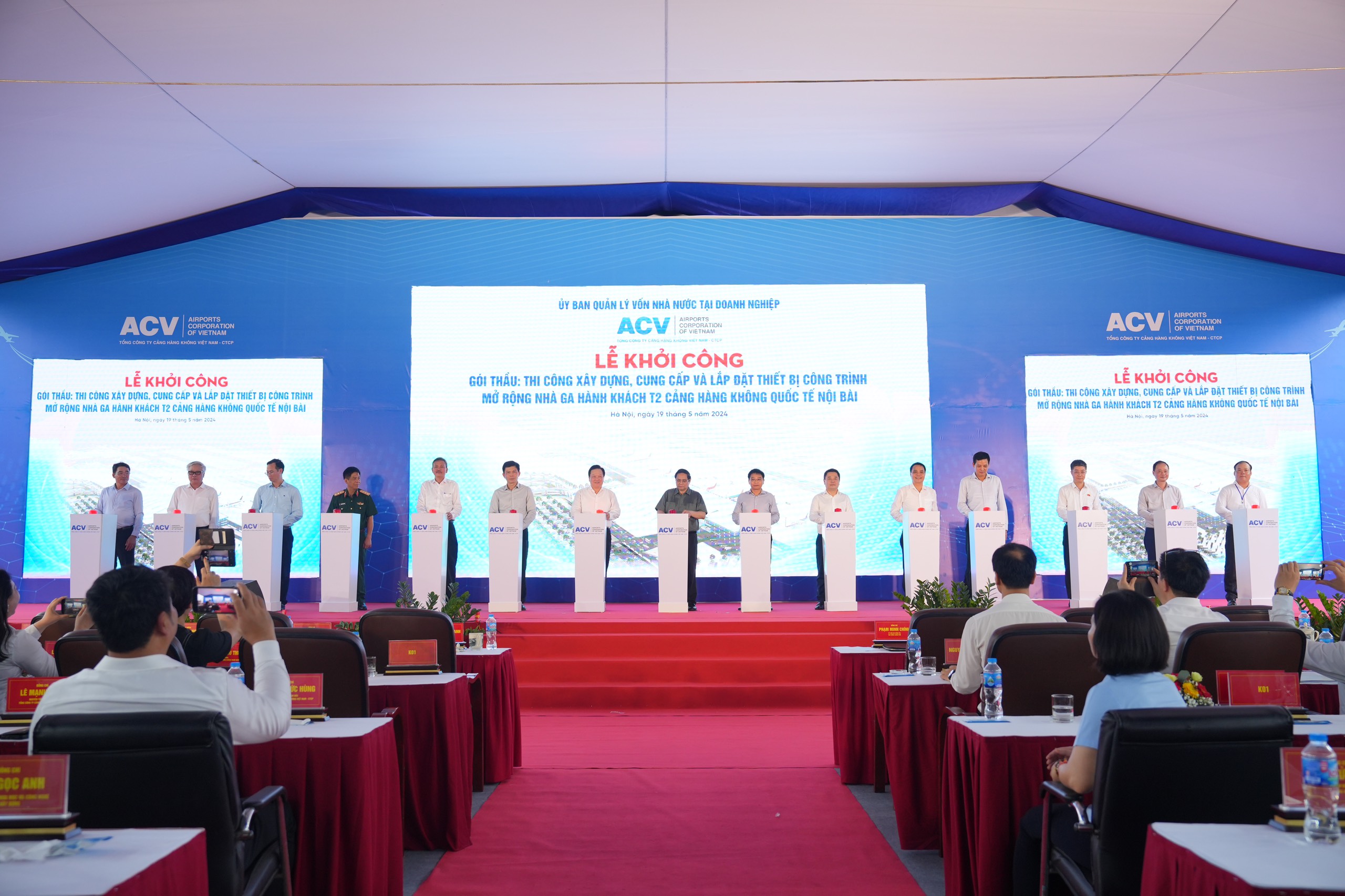 Thủ tướng ph&aacute;t lệnh khởi c&ocirc;ng mở rộng nh&agrave; ga T2 s&acirc;n bay Nội B&agrave;i- Ảnh 2.