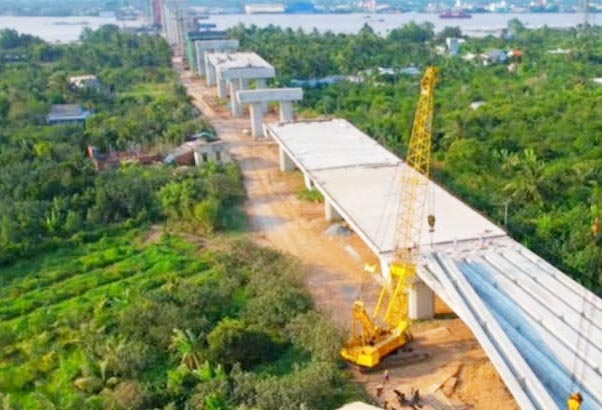 Cầu Rạch Miễu 2 ho&agrave;n th&agrave;nh lắp dầm 7 nhịp dẫn v&agrave;o cầu ch&iacute;nh- Ảnh 2.