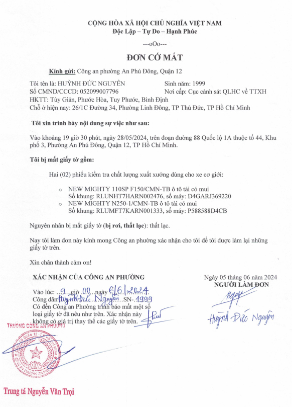 Th&ocirc;ng b&aacute;o mất giấy tờ- Ảnh 1.