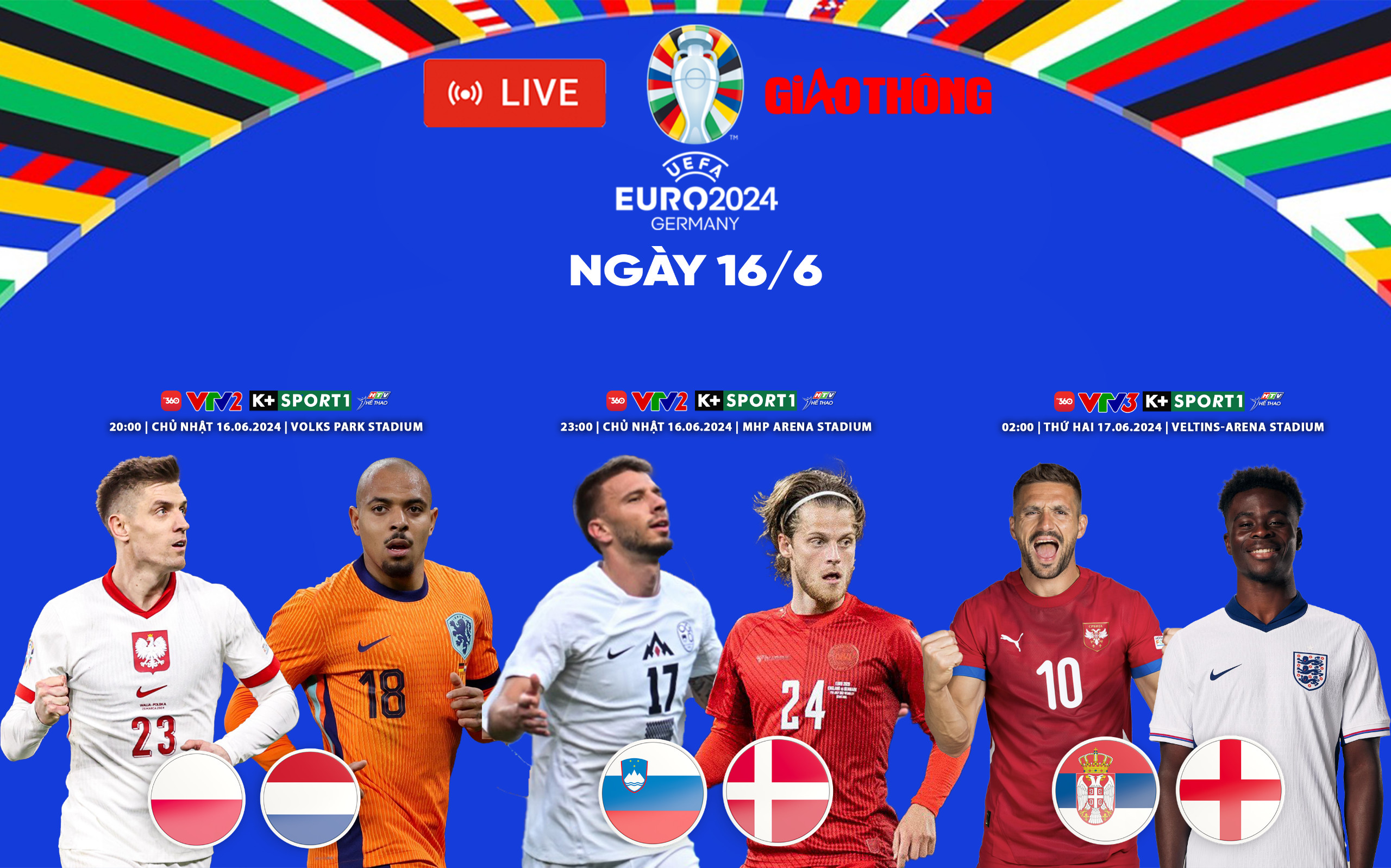 Trực tiếp b&oacute;ng đ&aacute; h&ocirc;m nay, trực tiếp EURO 2024 đ&ecirc;m 16/6- Ảnh 1.