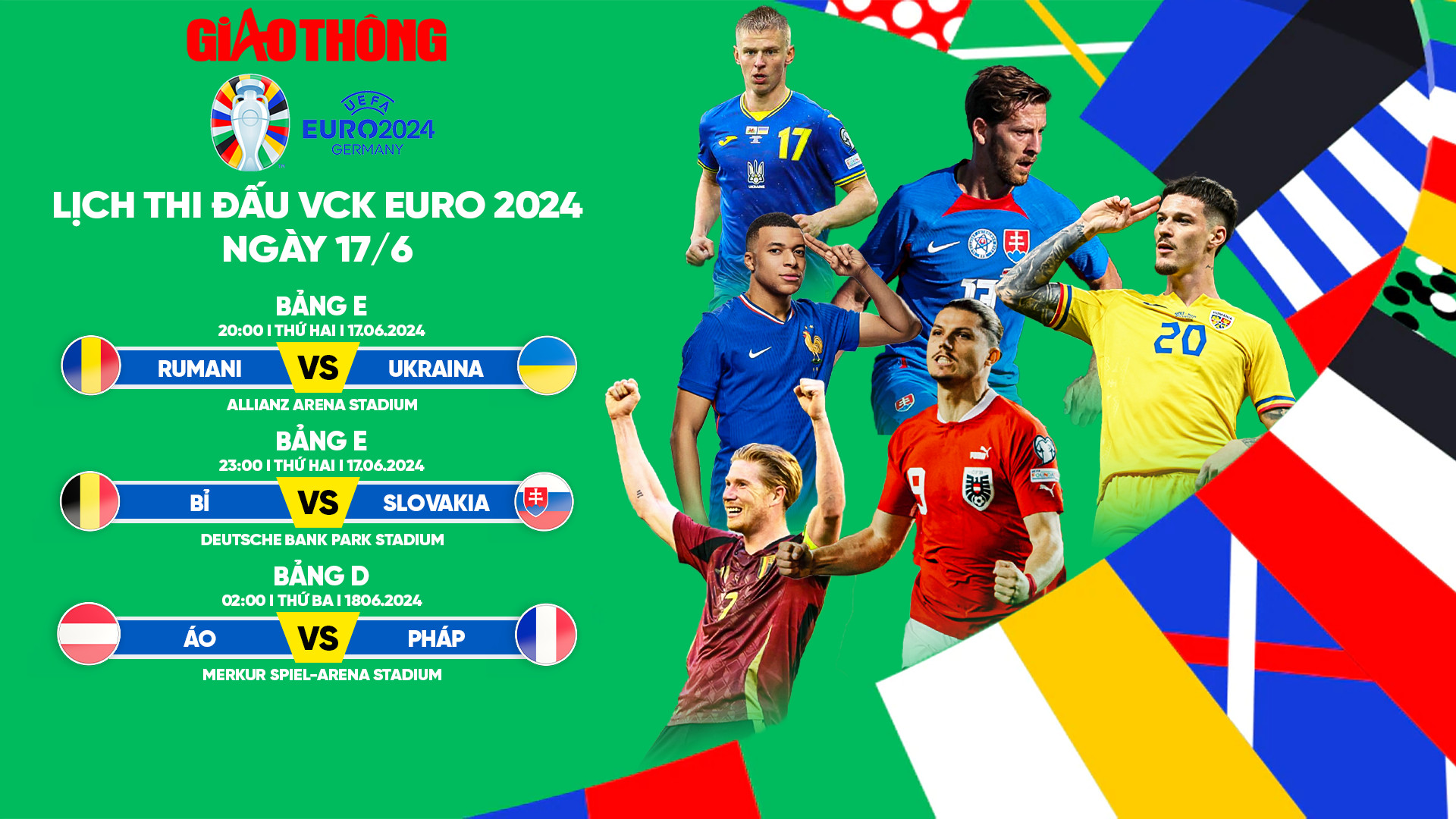 Lịch thi đấu bóng đá EURO 2024 ngày 17/6, rạng sáng 18/6- Ảnh 1. Lịch thi đấu bóng đá EURO 2024 ngày 17/6, rạng sáng 18/6- Ảnh 1.