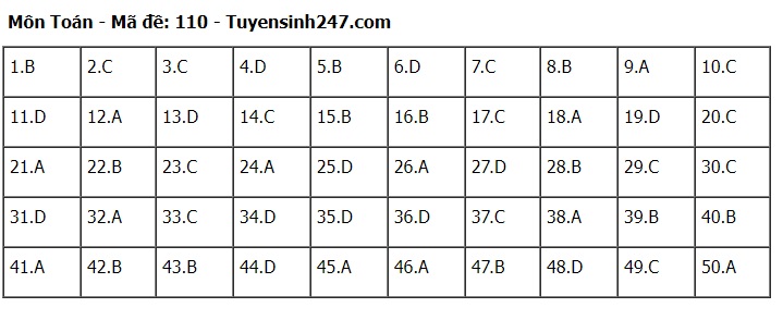 Đ&aacute;p &aacute;n m&ocirc;n To&aacute;n THPT 2024 tất cả 24 m&atilde; đề chuẩn nhanh nhất- Ảnh 10.