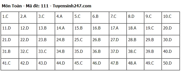 Đ&aacute;p &aacute;n m&ocirc;n To&aacute;n THPT 2024 tất cả 24 m&atilde; đề chuẩn nhanh nhất- Ảnh 11.