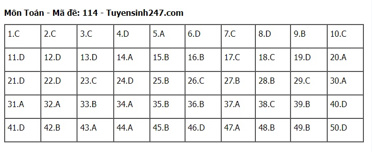 Đ&aacute;p &aacute;n m&ocirc;n To&aacute;n THPT 2024 tất cả 24 m&atilde; đề chuẩn nhanh nhất- Ảnh 14.