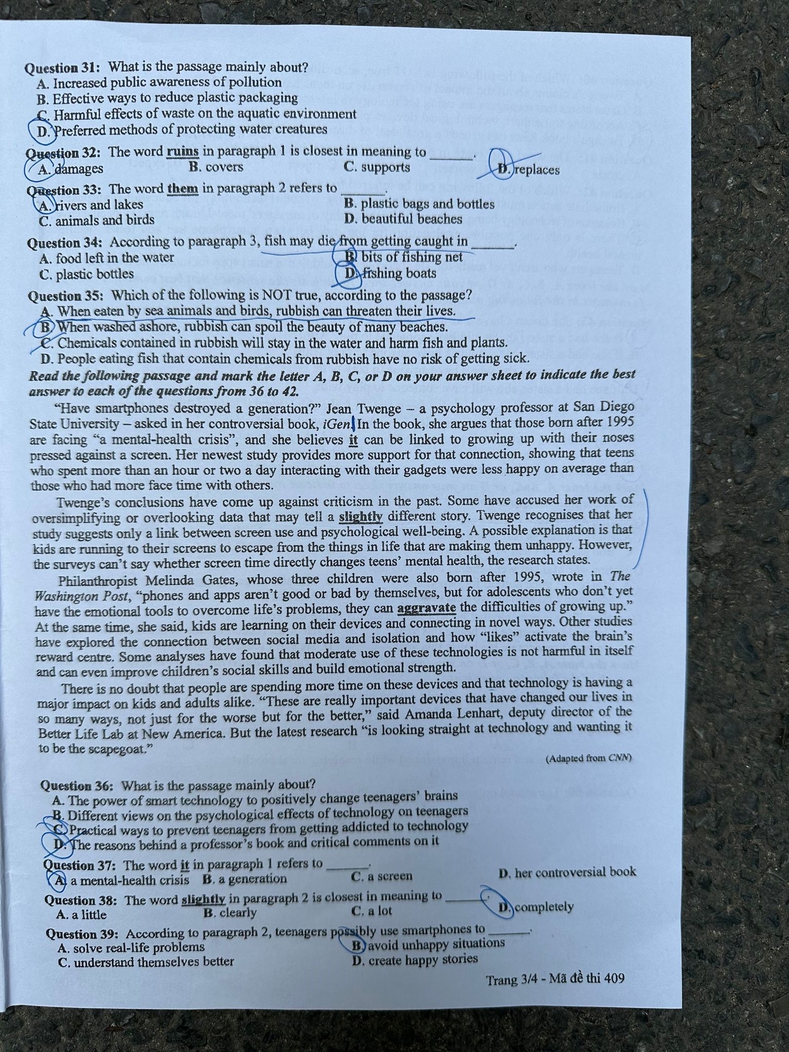 Đáp án đề thi môn Tiếng Anh THPT 2024 tất cả 24 mã đề- Ảnh 3. Đáp án đề thi môn Tiếng Anh THPT 2024 tất cả 24 mã đề- Ảnh 3.