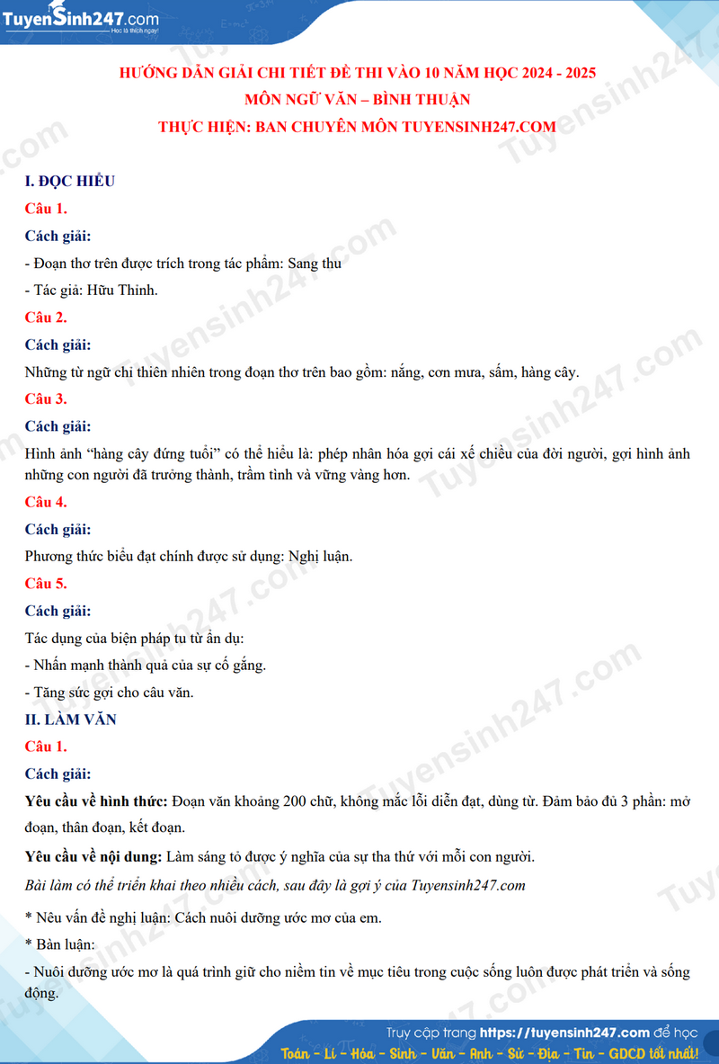 Đáp án đề thi tuyển sinh lớp 10 môn Ngữ văn tỉnh Bình Thuận năm 2024- Ảnh 2. Đáp án đề thi tuyển sinh lớp 10 môn Ngữ văn tỉnh Bình Thuận năm 2024- Ảnh 2.