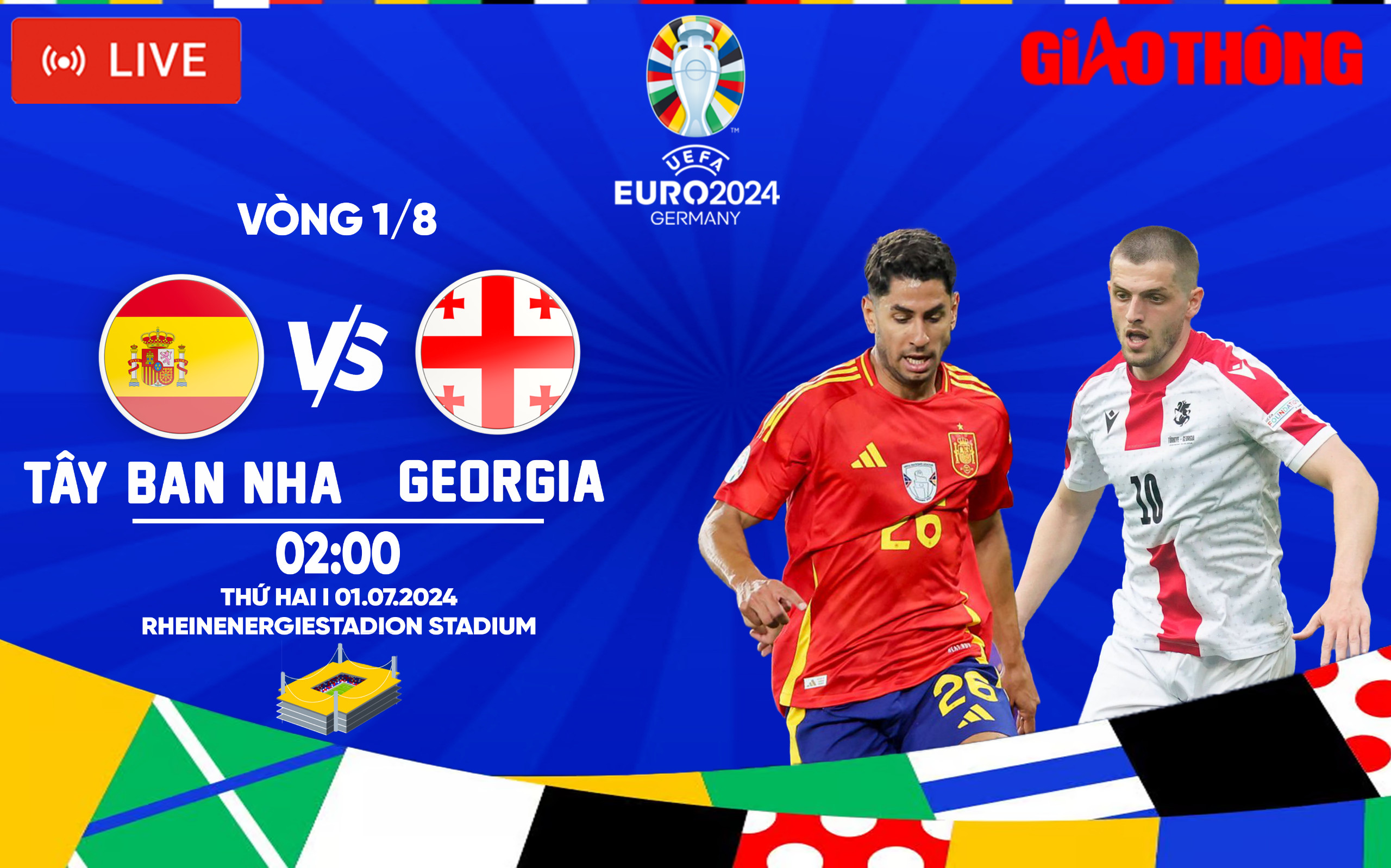 Link xem trực tiếp T&acirc;y Ban Nha vs Georgia (2h ng&agrave;y 1/7), v&ograve;ng 1/8 EURO 2024- Ảnh 1.