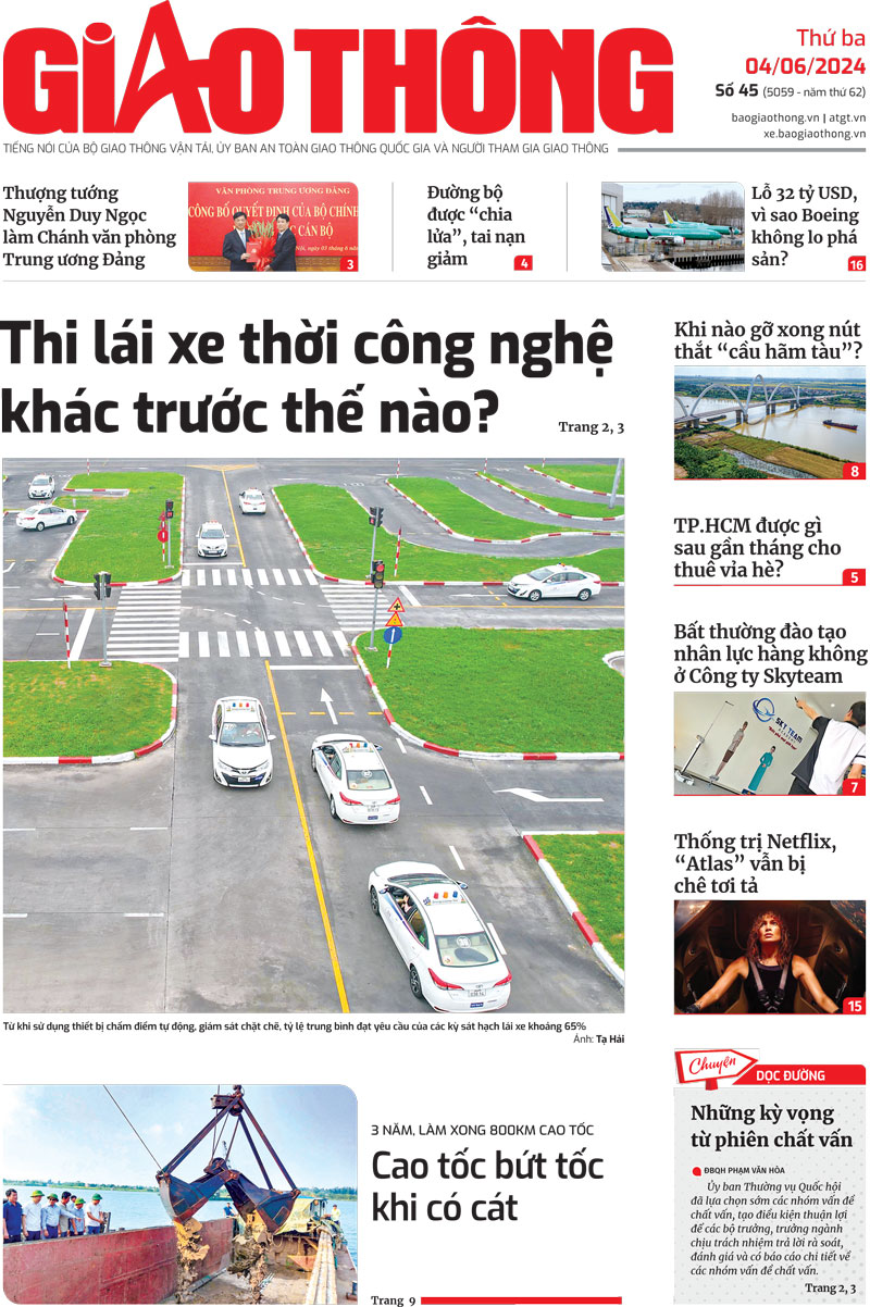 Trang nhất B&aacute;o Giao th&ocirc;ng số 45 ra ng&agrave;y 4/6/2024.